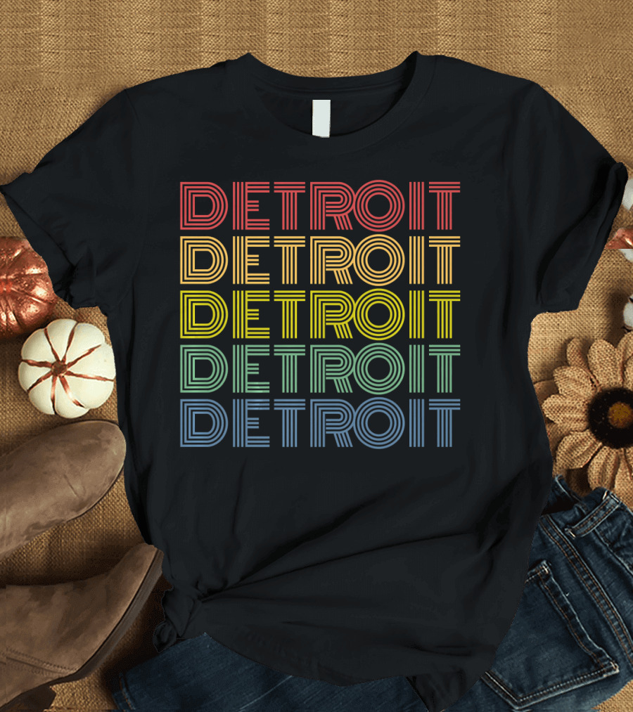 Detroit Retro Rainbow Vintage T-Shirt