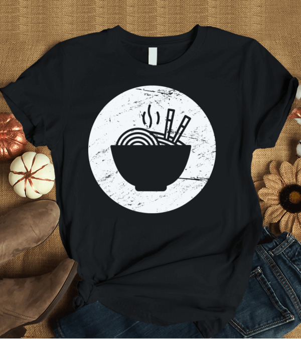 T-Shirt: Distressed Ramen Bowl with Chopsticks and Steam Circle T-Shirt Distressed Ramen Bowl with Chopsticks and Steam Circle T-Shirt