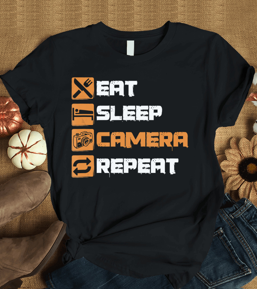 Eat Sleep Camera Repeat Photography Photog Cycle Icons T-Shirt