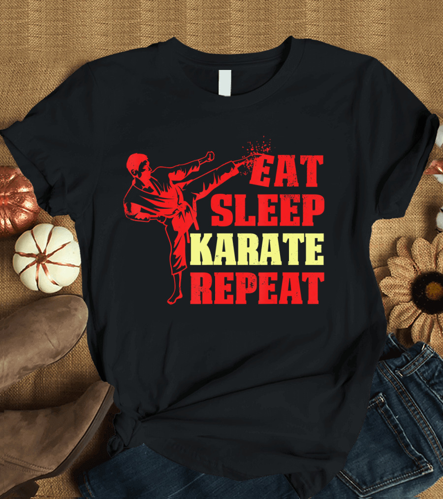 Eat Sleep Karate Repeat Karate Kick T-Shirt