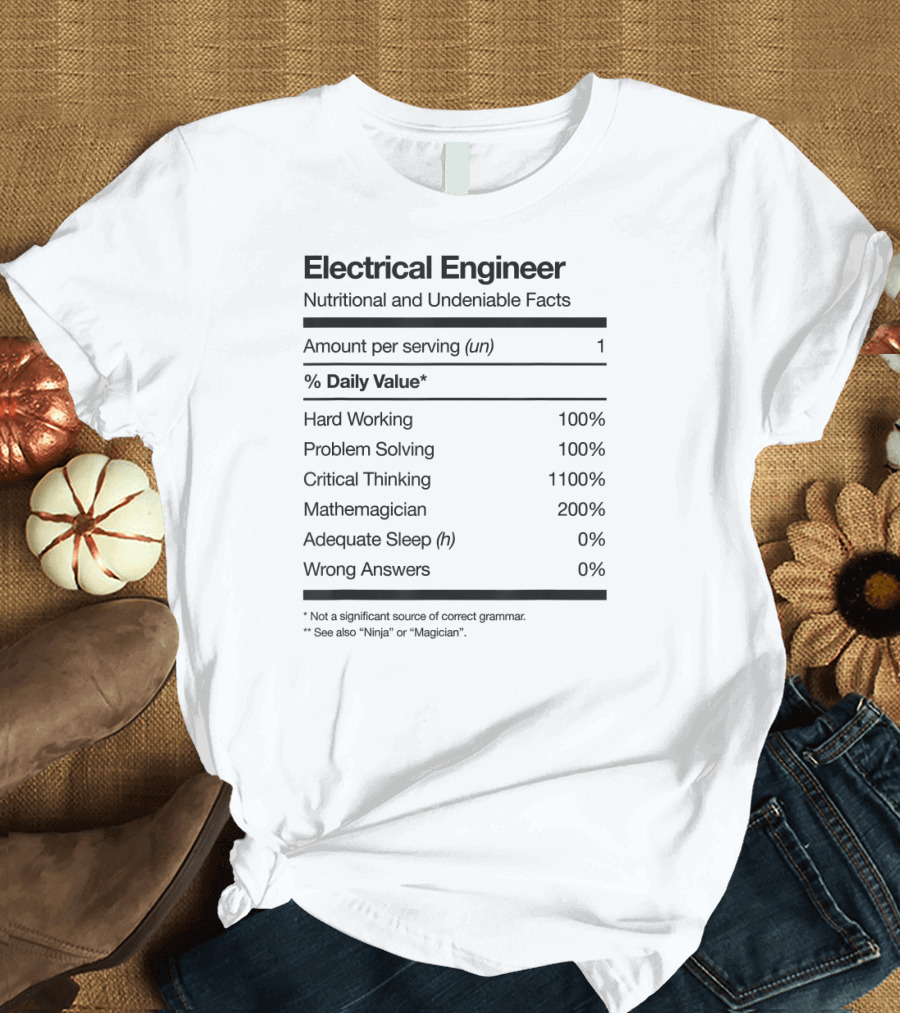 Electrical Engineer Nutritional Facts Amount Per Serving Hard Working Problem Solving Critical Thinking Mathematical Skills Adequate Sleep Warning Sig