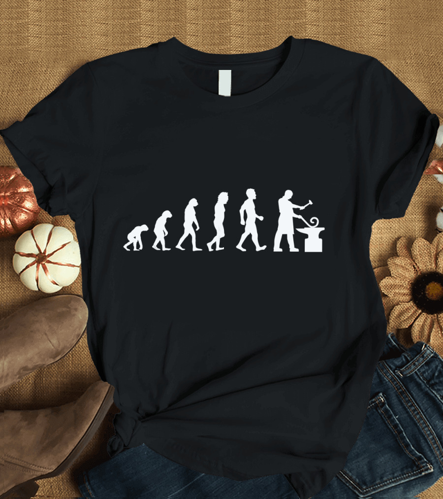 Evolution Of Blacksmith Funny Blacksmithin Progression of Smithing Skills T-Shirt