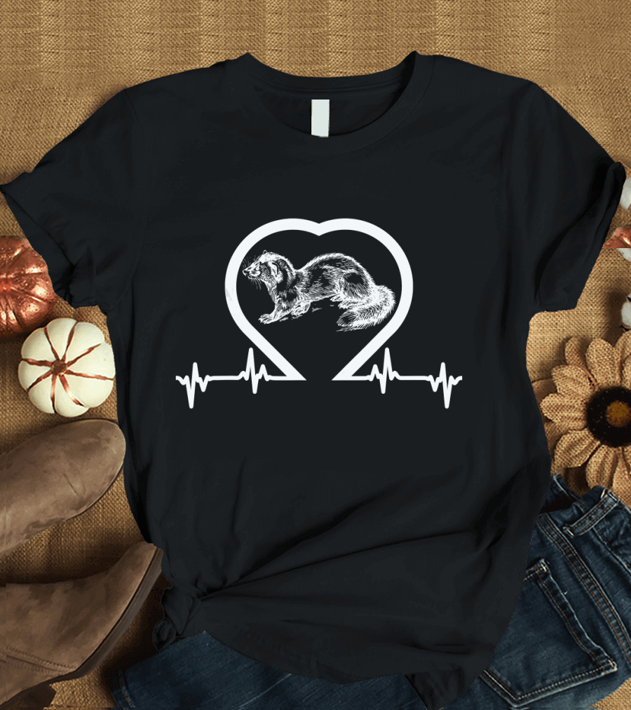 Funny Ferret Heartbeat Women Men T-Shirt