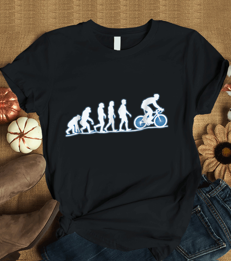 Funny Human Evolution MTB Mountainbike Silhouette Biker Journey T-Shirt