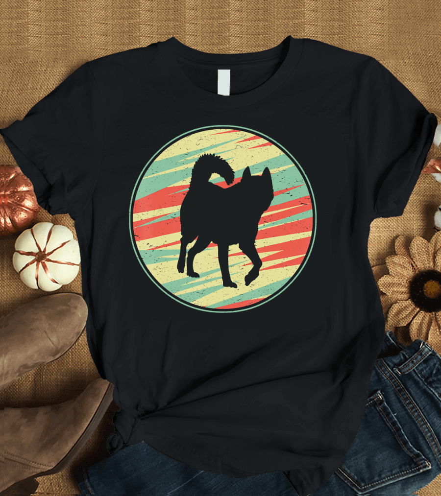 Husky Retro Vintage Silhouette 70s Style Circular T-Shirt