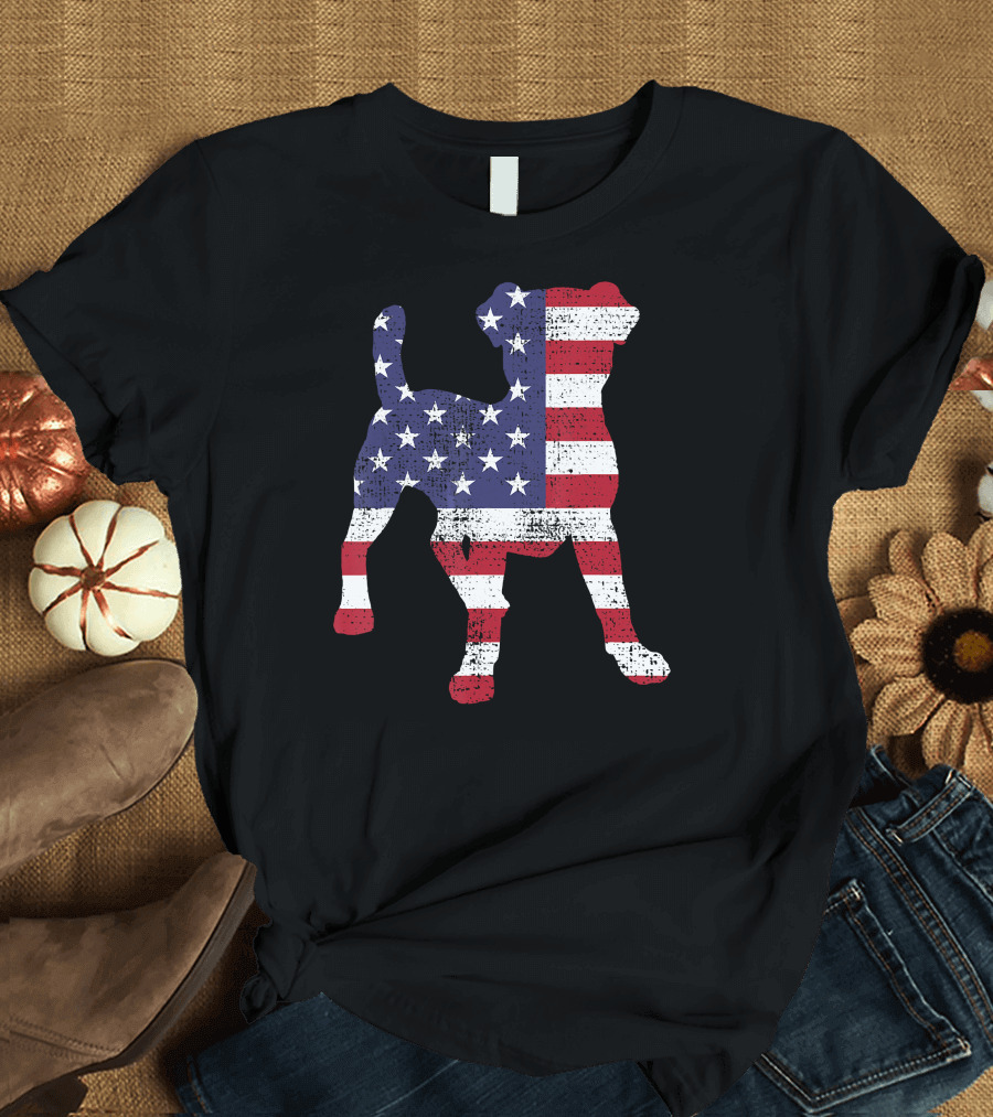Jack Russell American Flag 4th Of July USA T-Shirt
