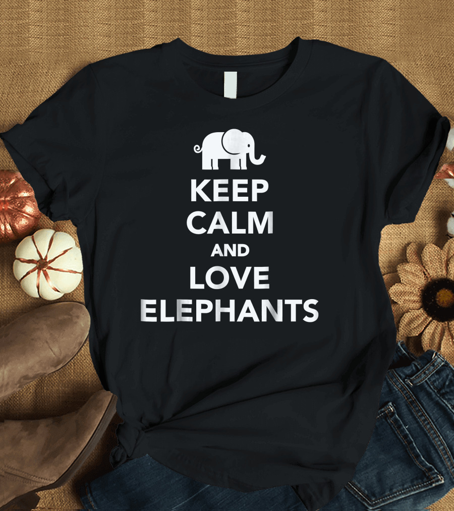 Keep Calm and Love Elephants Iconic Elephant Symbol Motif T-Shirt