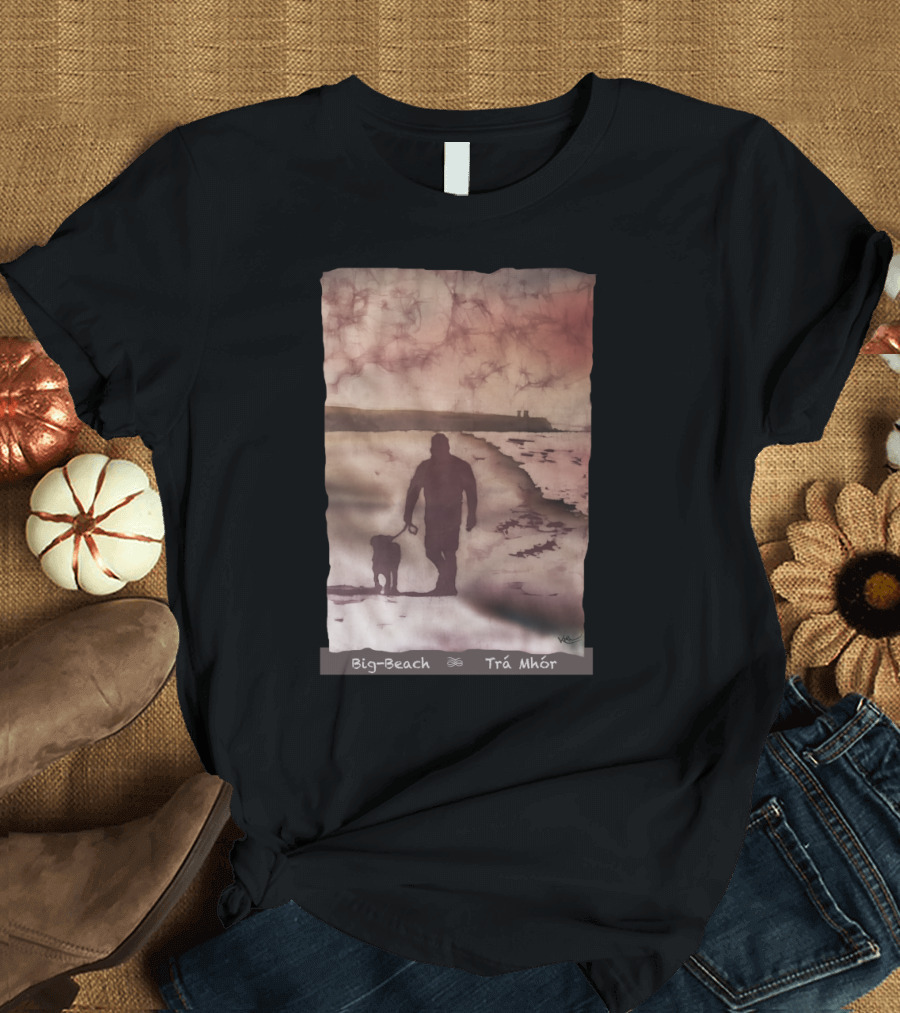 Big-Beach Trá Mhór Walking Dog on Beach at Sunset T-Shirt