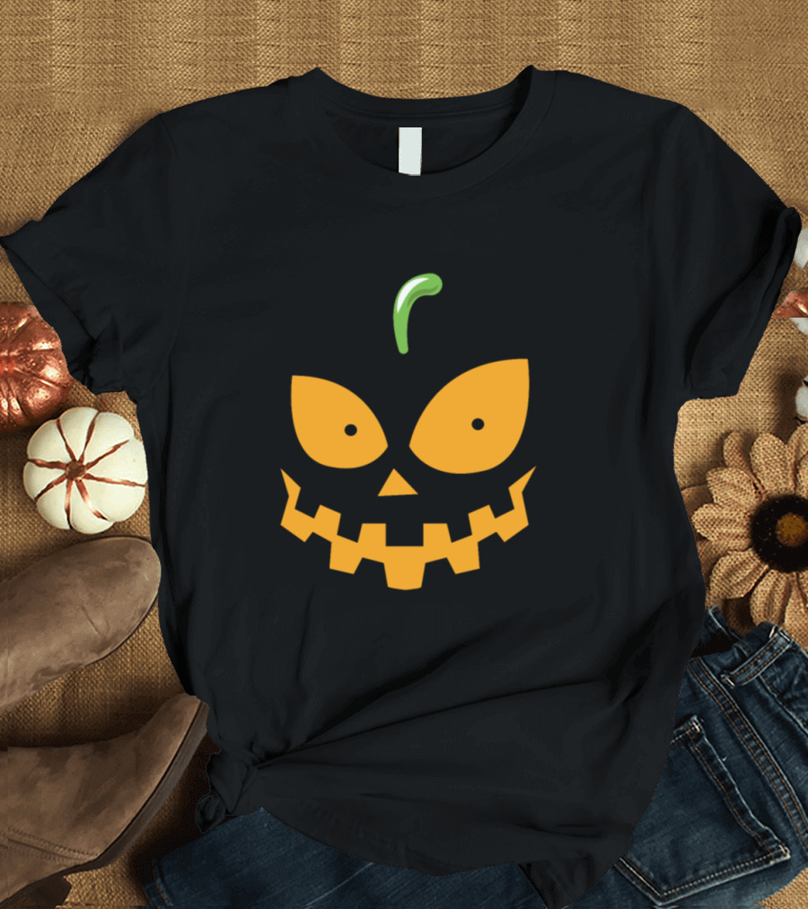Funny Creepy Pumpkin Smile with Spooky Expressions T-Shirt
