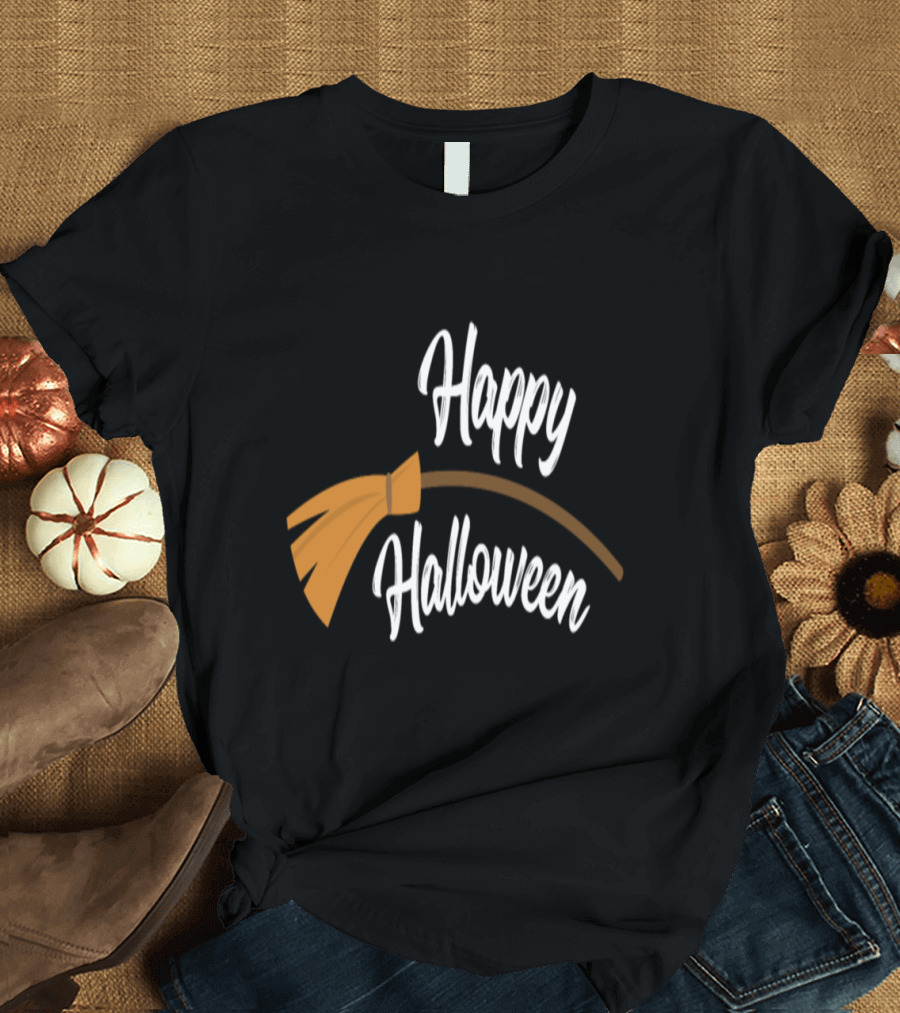 Happy Halloween Witch Broom T-Shirt