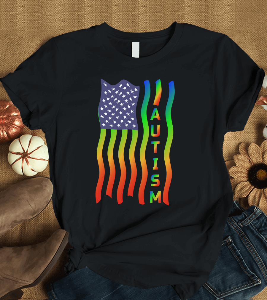 American Flag Autism Awareness Teacher T-Shirt