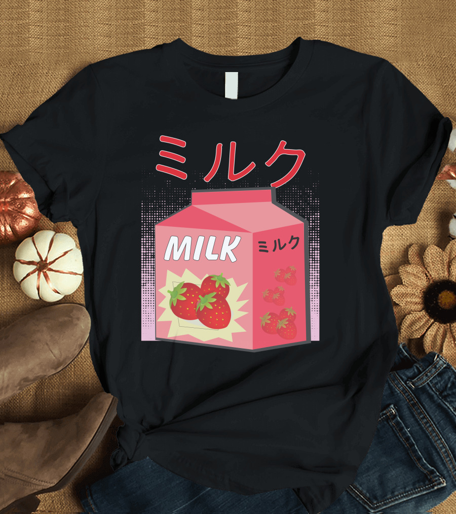 Japanese Otaku Anime Milk Strawberry Milkshake T-Shirt