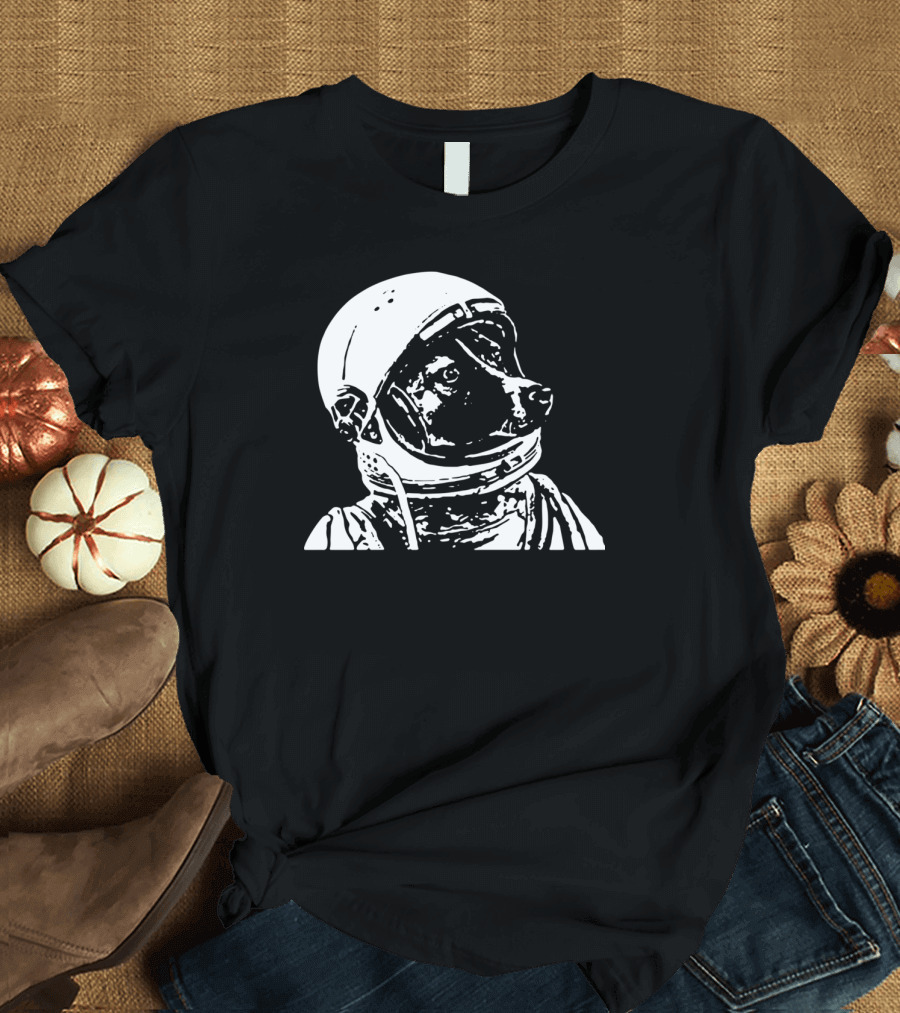 Dog Astronaut in Space Helmet Classic Monochrome T-Shirt