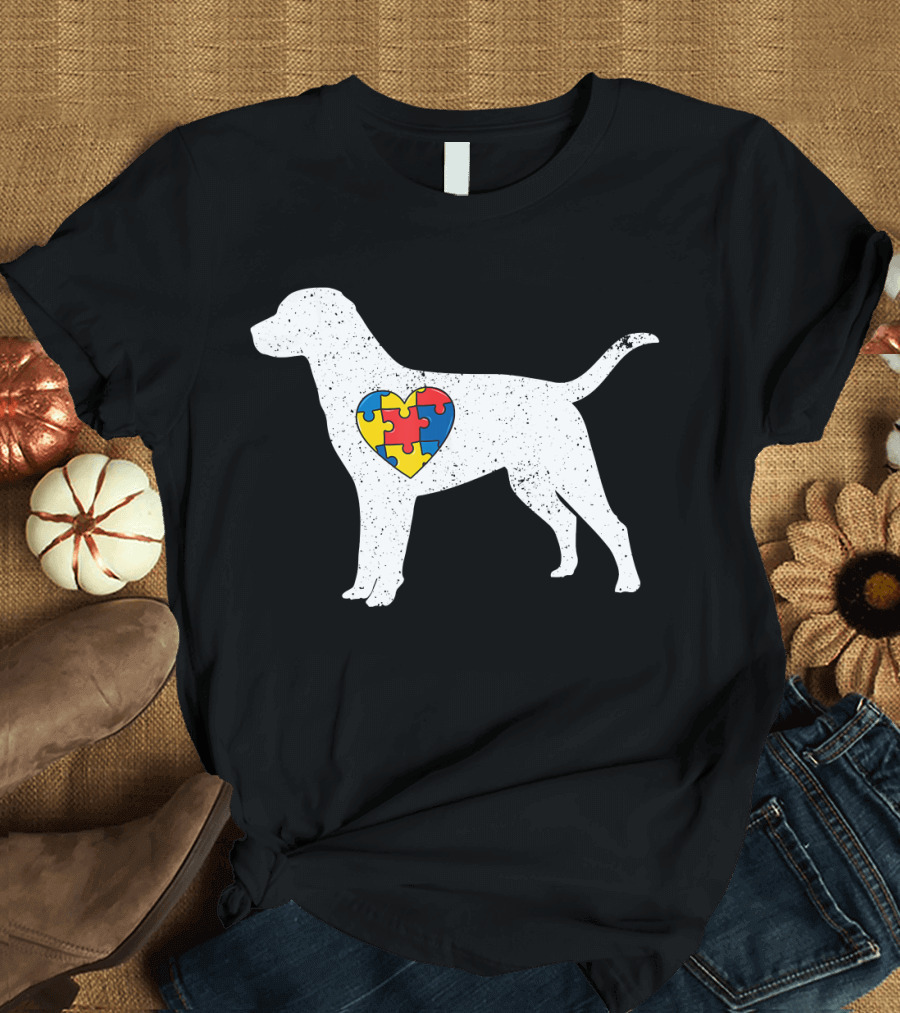 Labrador with Puzzle Heart Autism Awareness T-Shirt