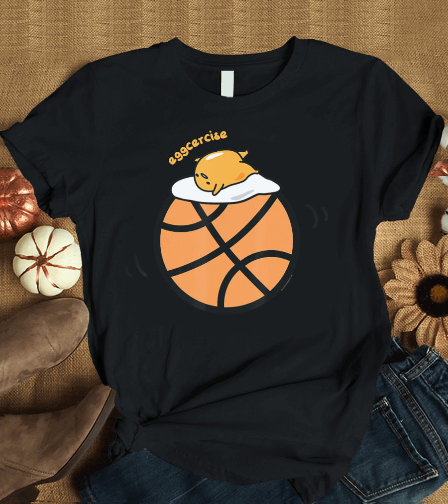 Gudetama Eggcercise Basketball Egg Resting on Ball T-Shirt