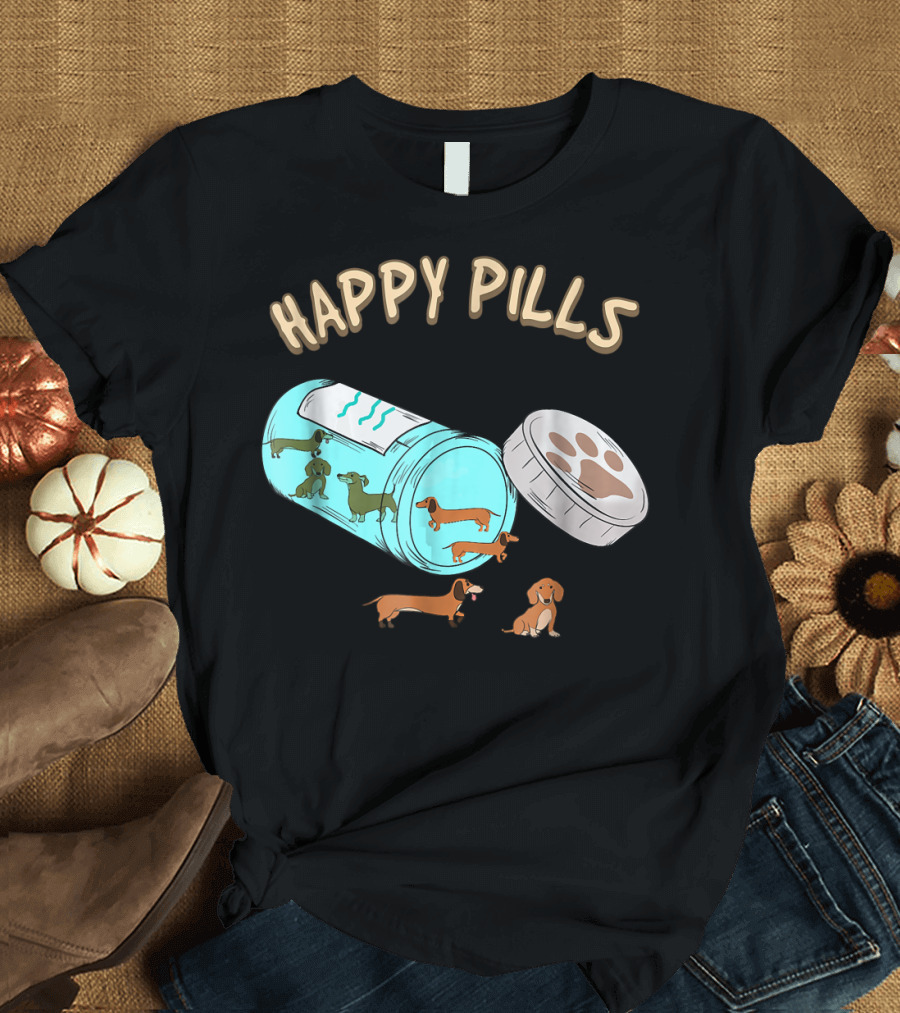 HAPPY PILLS Dachshund Puppies Playful Capsule T-Shirt