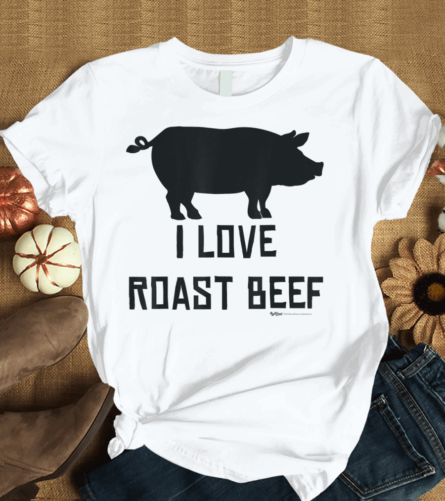 I Love Roast Beef Pig Silhouette Farmer Humor T-Shirt