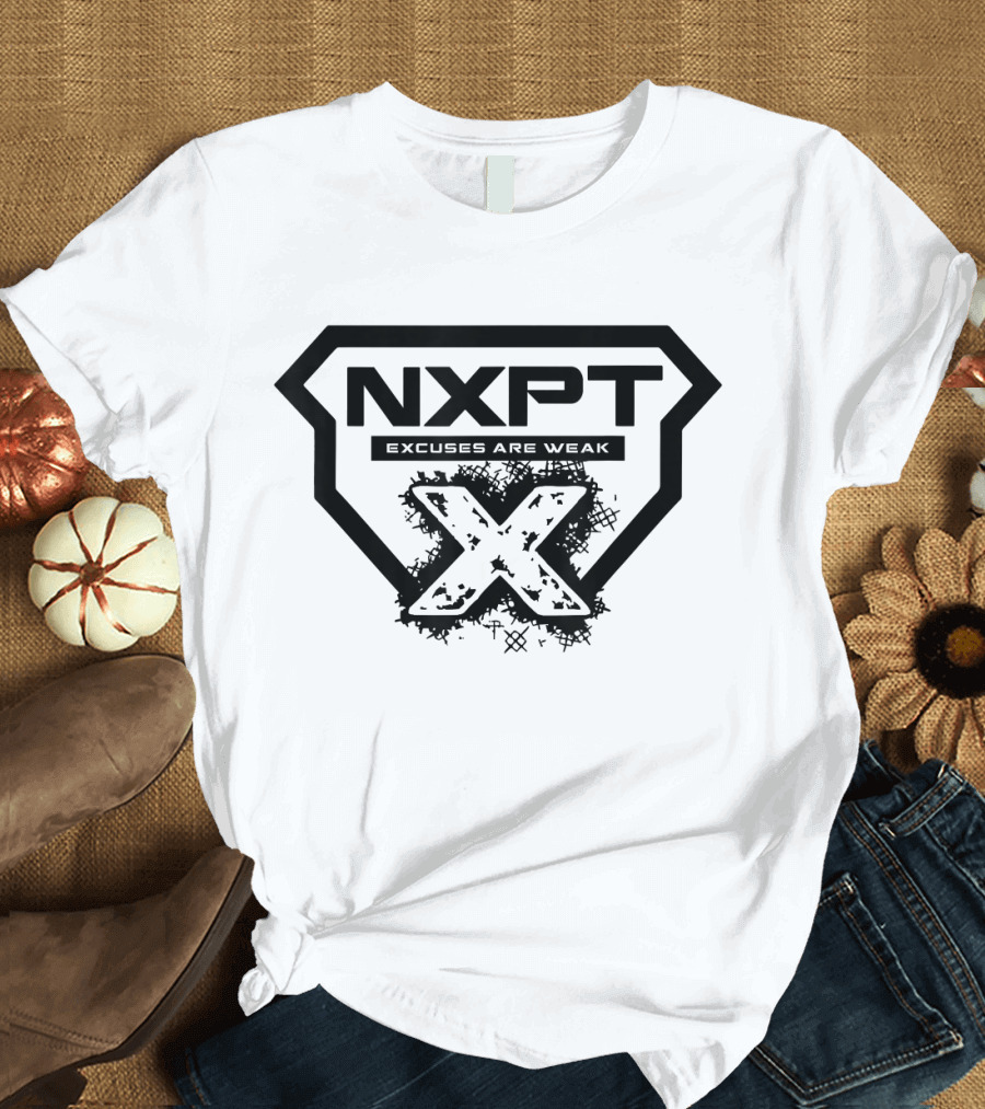NXPT Fitness Studio Excuses Are Weak Black Badge White X T-Shirt