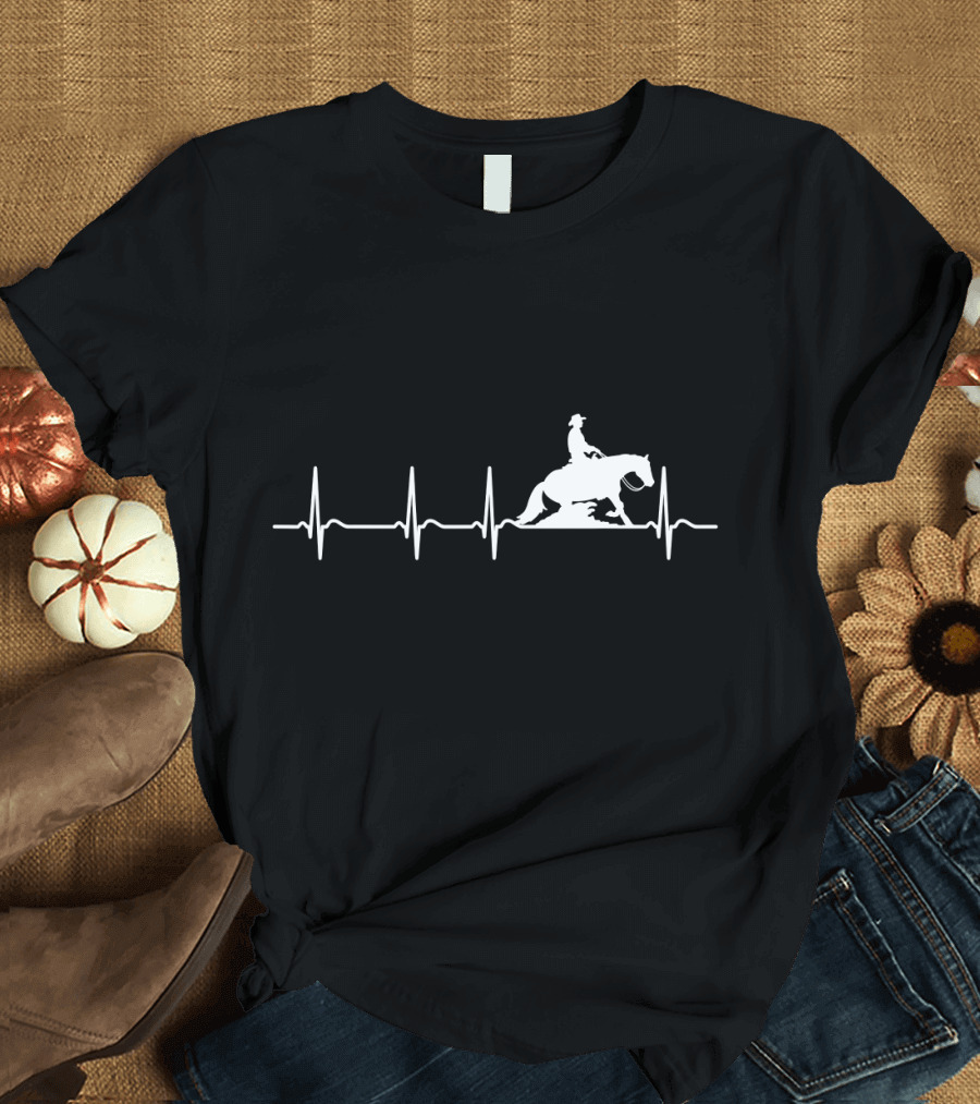 Reining Horse Heartbeat Funny Equestrians Cowboy T-Shirt