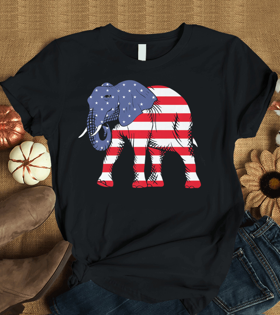 Republican Elephant American Flag GOP Patriotic T-Shirt