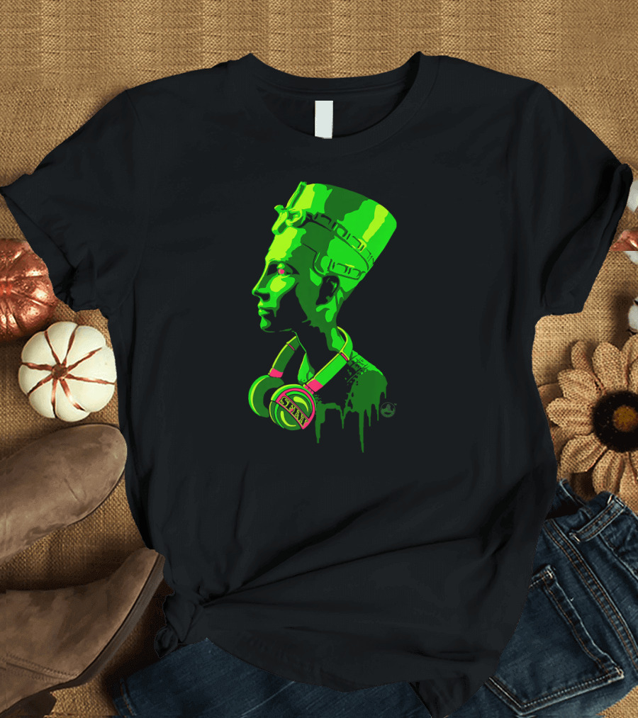 SFYNX Generation 1 EDM Rave Festival Neon Headphones Cleopatra Bust T-Shirt