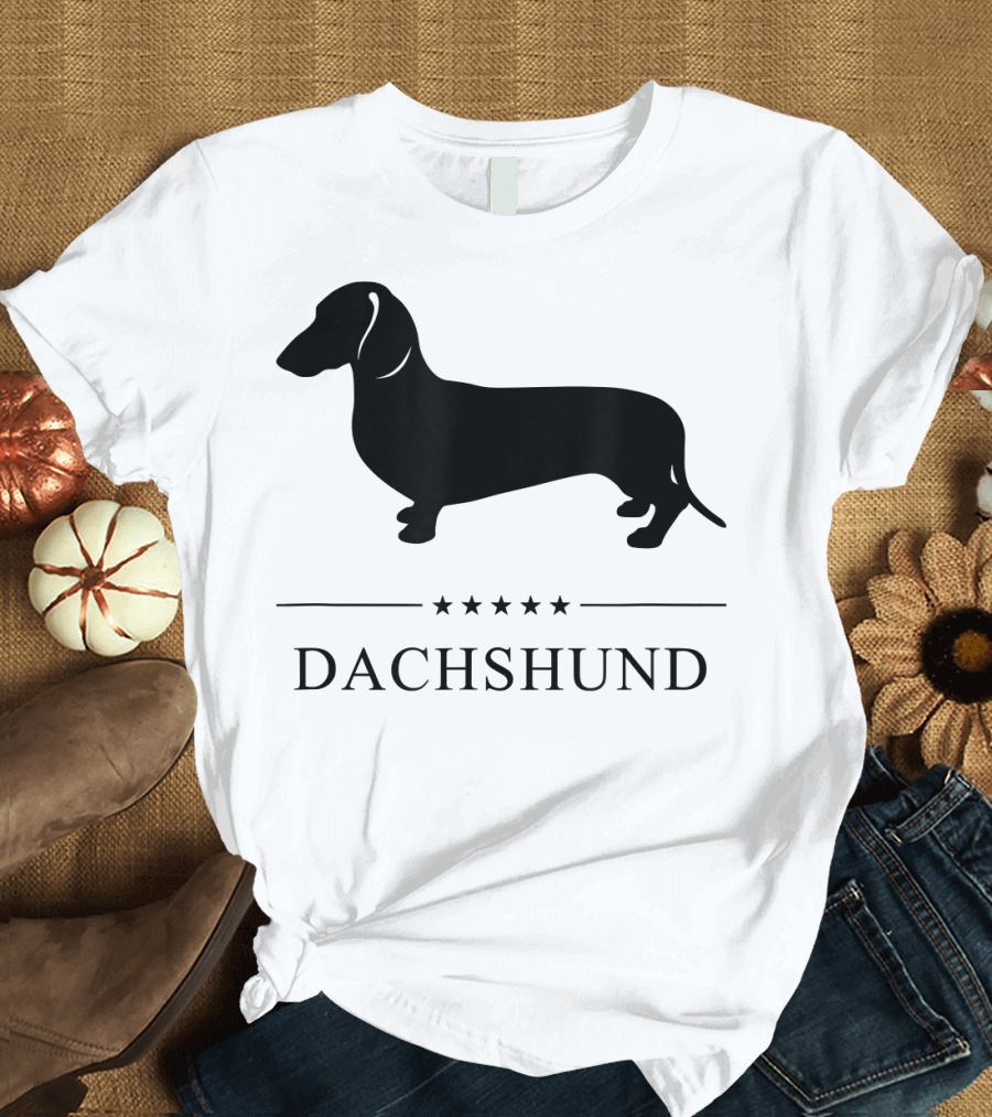 Dachshund Silhouette with Five Stars T-Shirt