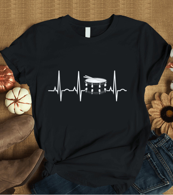 T-Shirt: Snare Drum Heartbeat Best Drummer Passion Rhythm T-Shirt Snare Drum Heartbeat Best Drummer Passion Rhythm T-Shirt