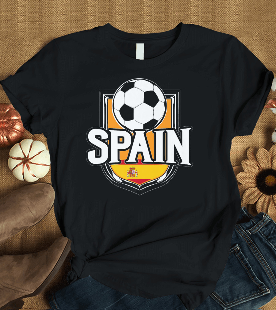 Spain Soccer Ball Shield Spanish Flag Emblem T-Shirt