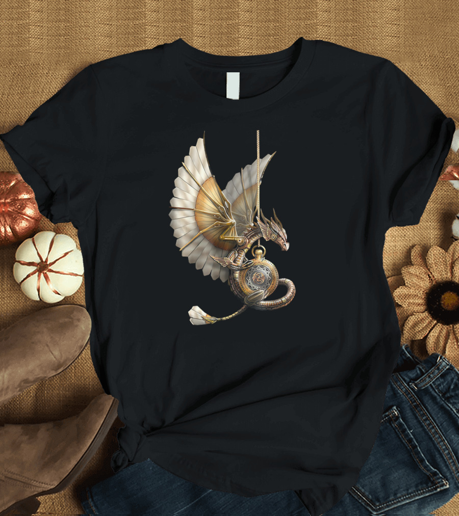 Steampunk Dragon Pocket Watch Winged Serpent T-Shirt