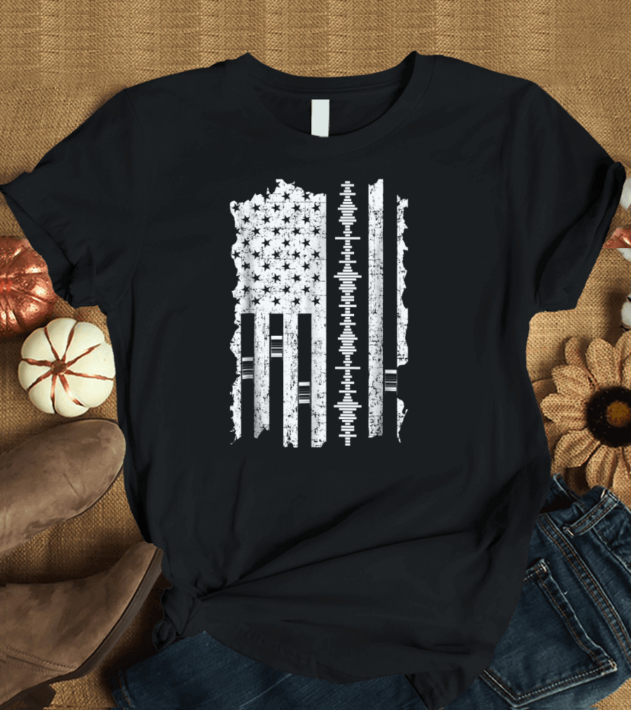 Audio Engineer Distressed American Flag T-Shirt