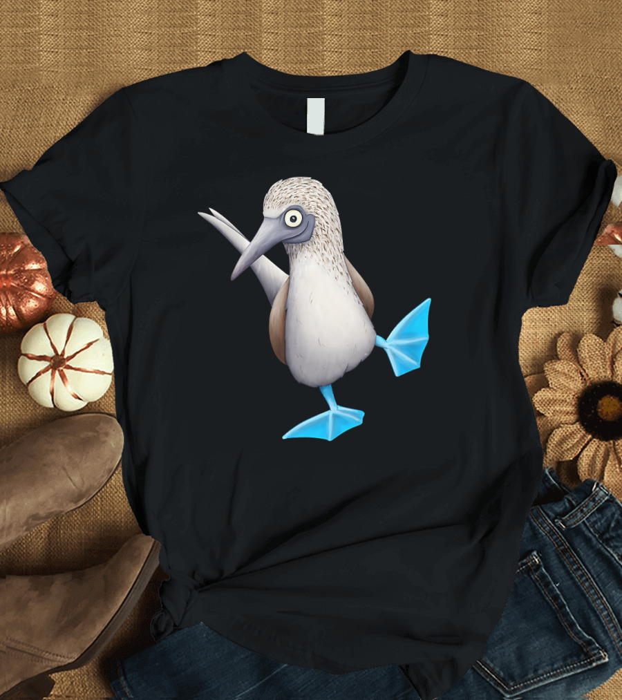Blue Foot Booby Funky Dancing Tropi Drawing T-Shirt