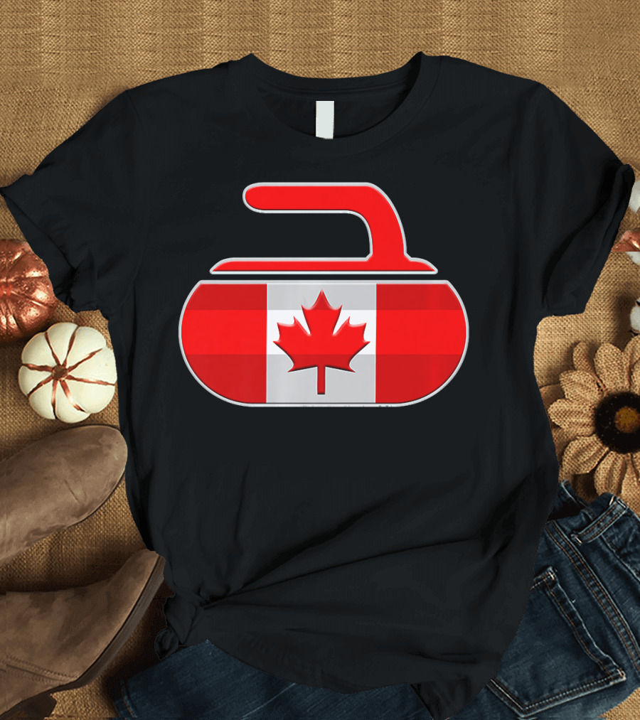 Canada Curling Stone with Canadian Flag Emblem T-Shirt