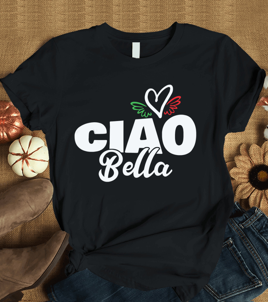 Ciao Bella Heart with Italian Colors Wings T-Shirt