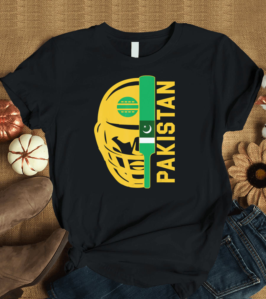 Pakistan Cricket Fan Helmet Ball Bat T-Shirt