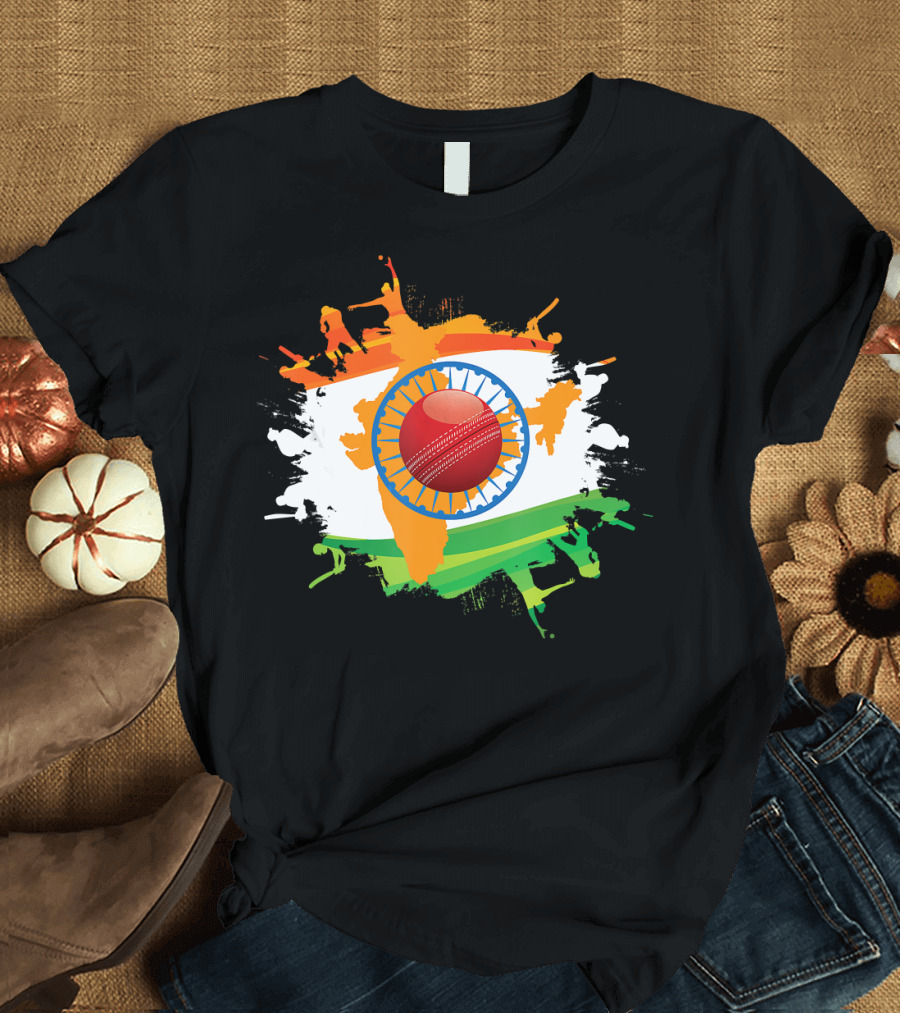 India Flag Cricket Fan Team T-Shirt