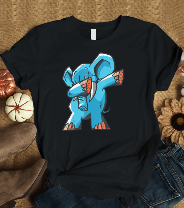 T-Shirt: Dabbing Elephant Dab Blue Cartoon T-Shirt Dabbing Elephant Dab Blue Cartoon T-Shirt