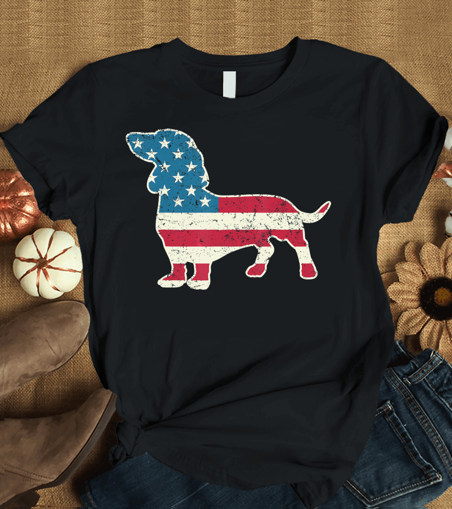 Dachshund 4th of July American Flag T-Shirt