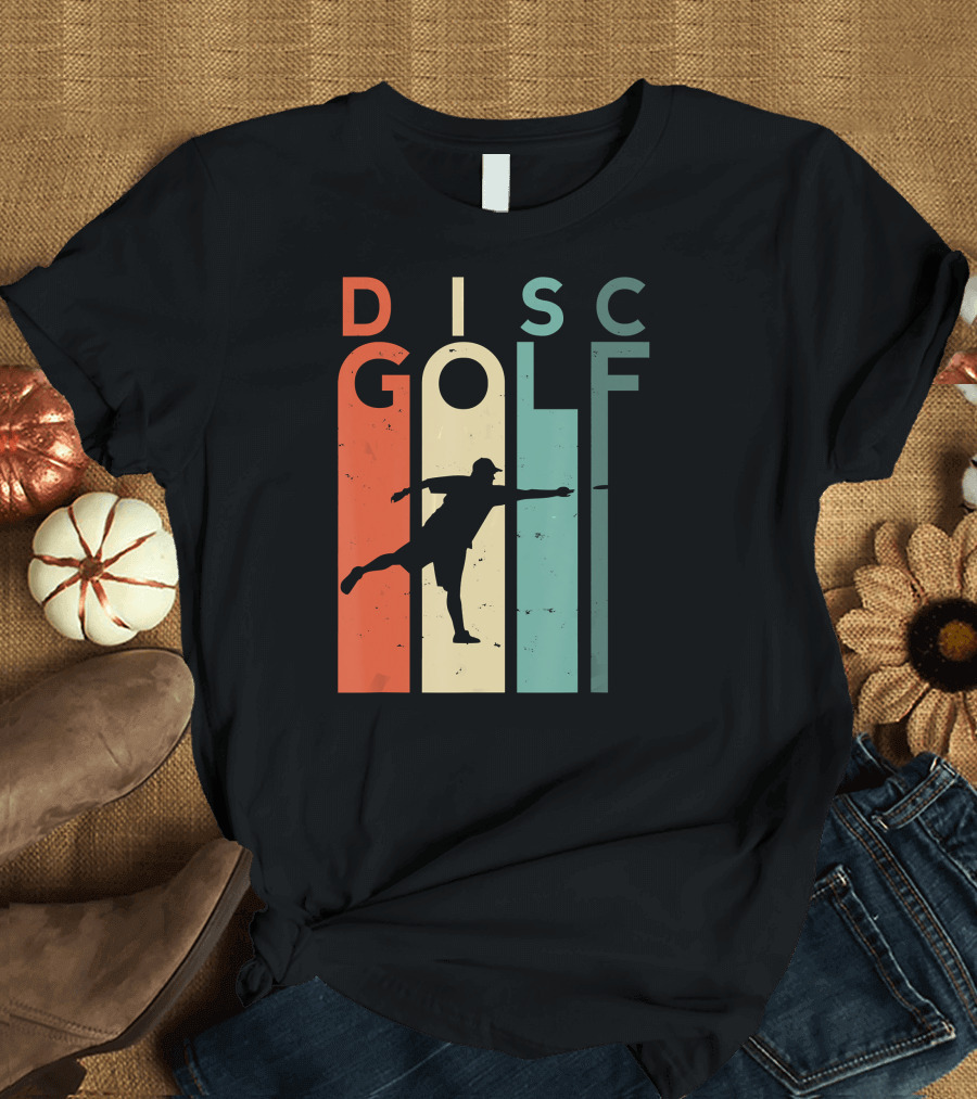 Disc Golf Frisbee Retro Player Silhouette Vintage Style Men T-Shirt