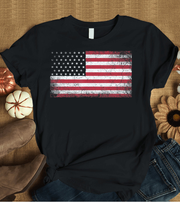 T-Shirt: 4th of July American Flag Vintage Distressed USA Patriotic T-Shirt 4th of July American Flag Vintage Distressed USA Patriotic T-Shirt