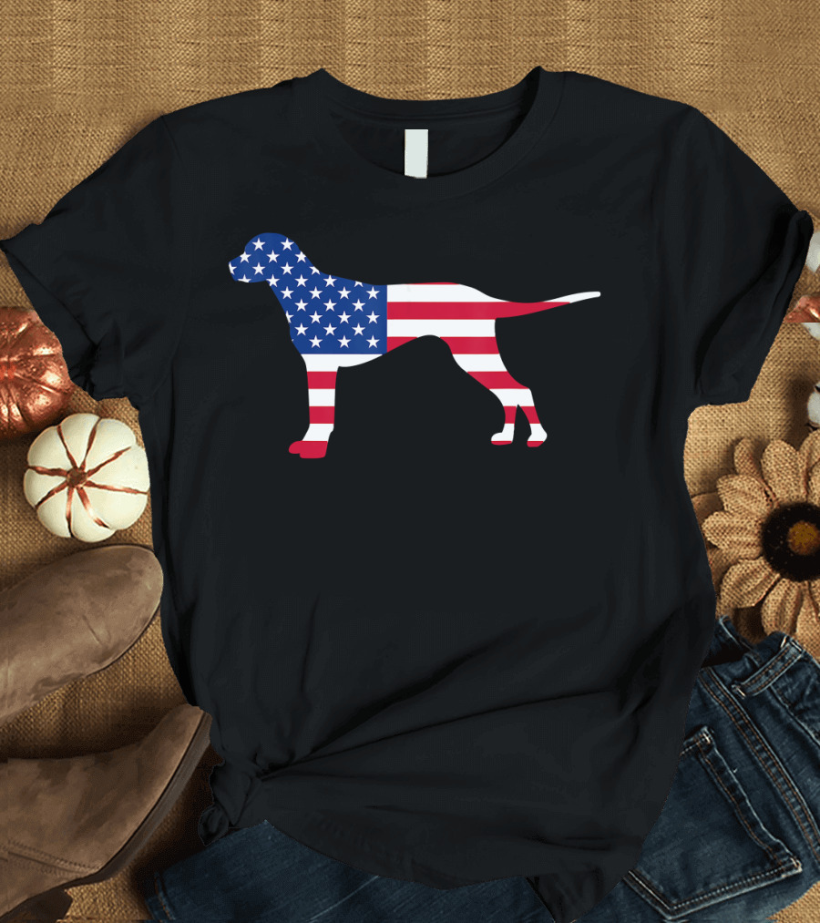 Patriotic Labrador Retriever American Flag Silhouette 4th of July T-Shirt