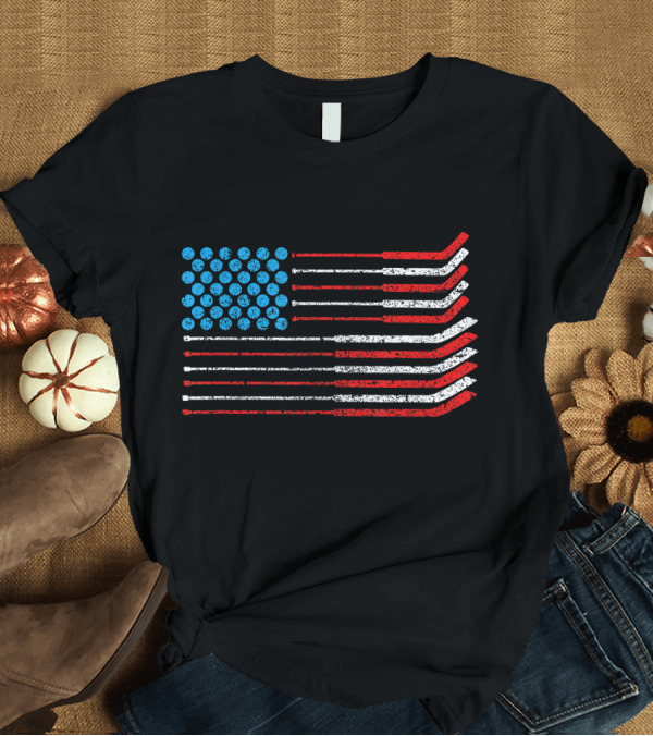 T-Shirt: American Flag Patriotic 4th Of July Hockey Sticks T-Shirt American Flag Patriotic 4th Of July Hockey Sticks T-Shirt