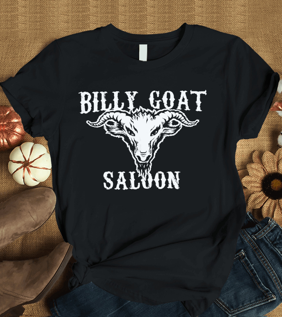 BILLY GOAT SALOON White Ram Head T-Shirt