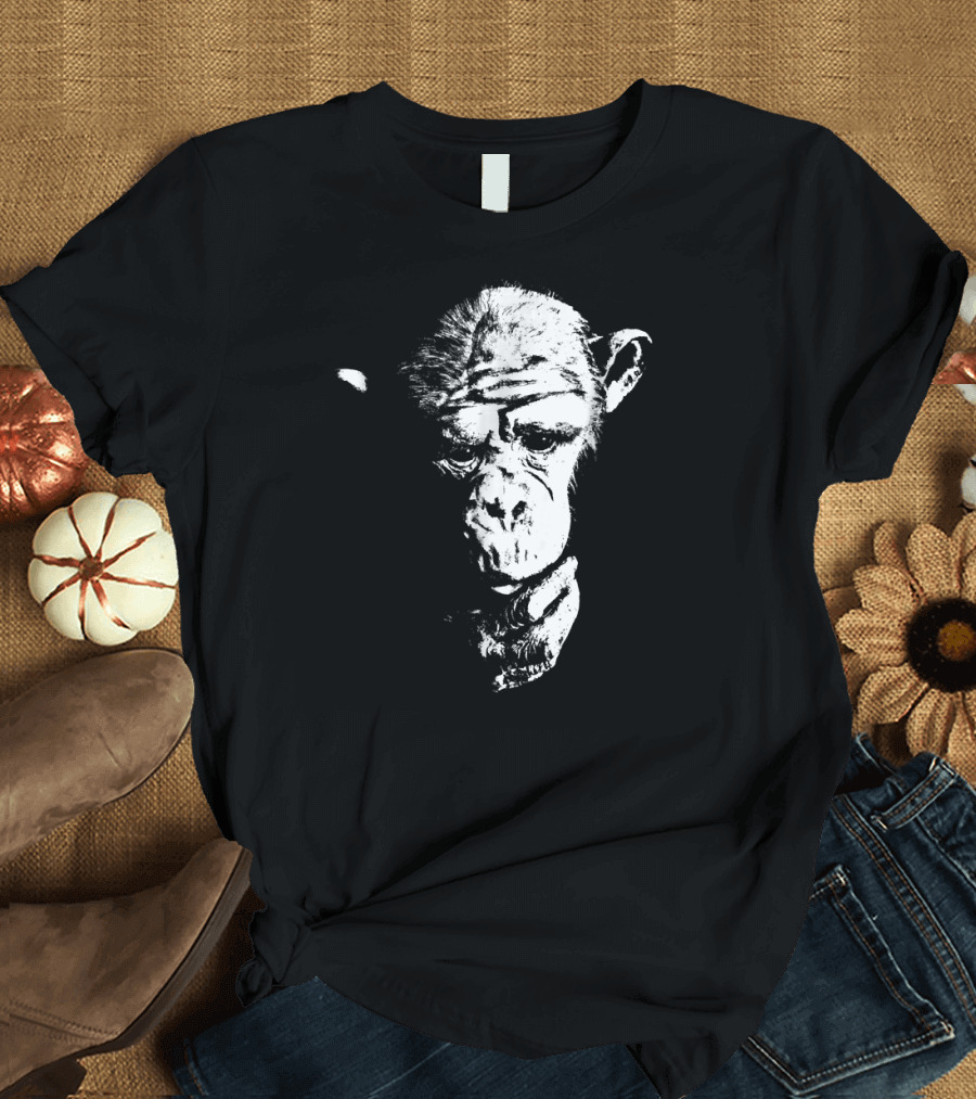 Chimpanzee Thinking Monkey Ape Contemplative Pose T-Shirt