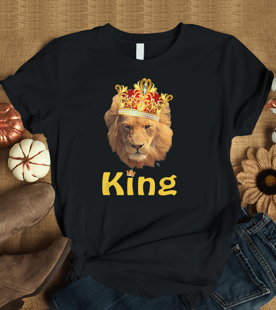 King Lion Crowned with Royal Jewels Gold T-Shirt