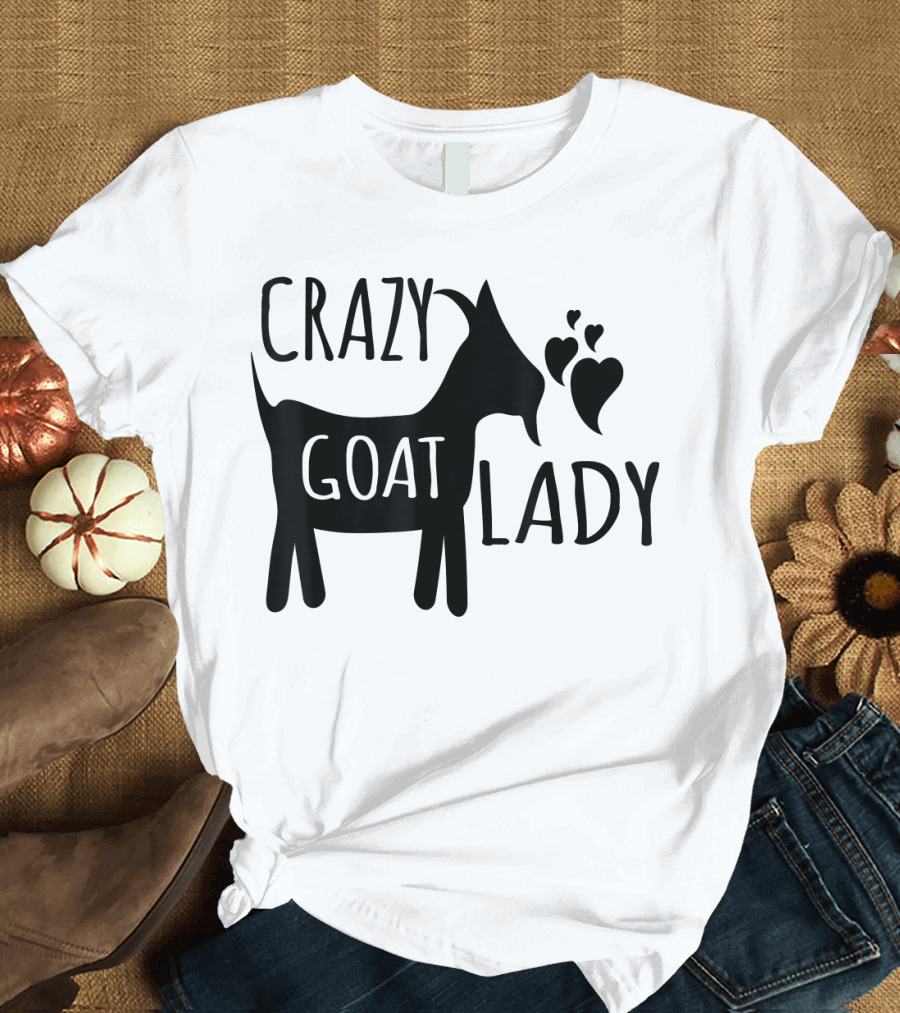 Crazy Goat Lady Hearts T-Shirt