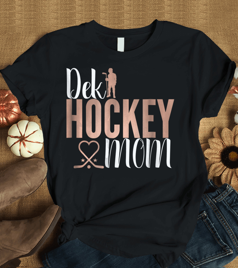 Dek Hockey Mom Heart Crossed Sticks T-Shirt