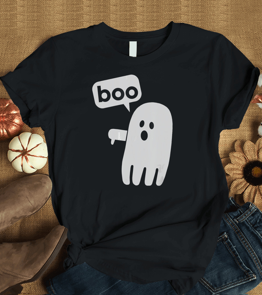 Boo Thumbs Down Disapproving Ghost Speech Bubble T-Shirt