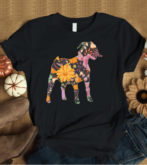 T-Shirt: Floral Flower Vintage Retro Boer Goat T-Shirt Floral Flower Vintage Retro Boer Goat T-Shirt
