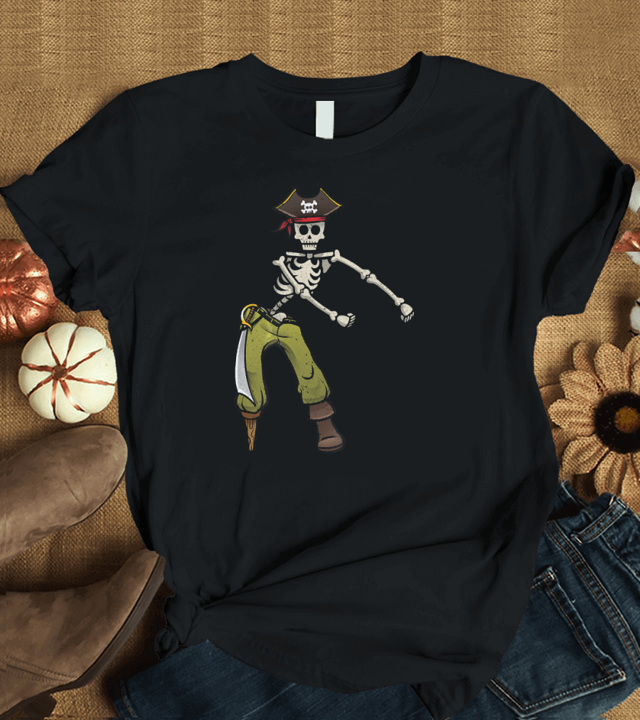 Flossing Skeleton Pirate Peg Leg Dance T-Shirt