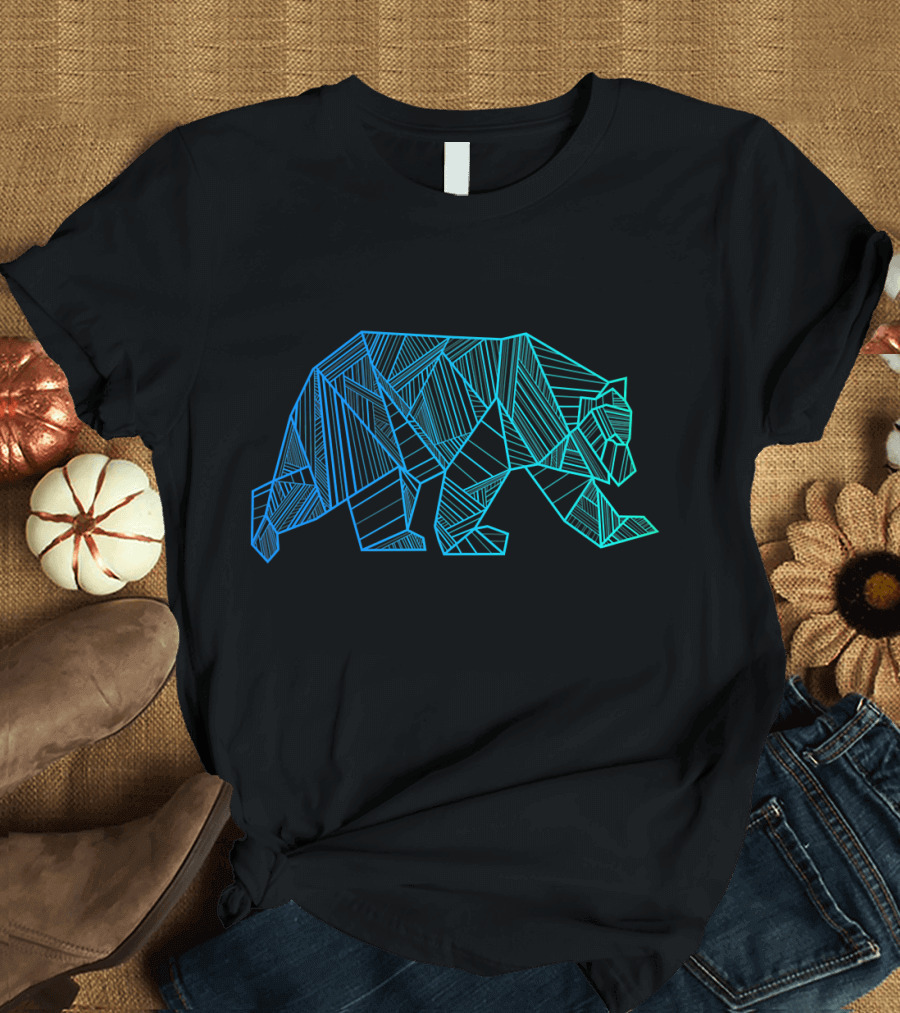 Geometric Bear Camping and Hiki Line T-Shirt